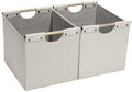 HOONEX Large Foldable Storage Bins, Linen Fabric, 2 Pack, with Wooden Carry Handles and Sturdy Heavy Cardboard, for Home, Office