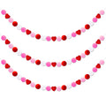 Valentine's Day Felt Heart Garland - Heart Felt Garland,Ball Banner Pompom Valentines Decorations for Mantle Fireplace Walls Roo
