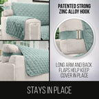 Sofa Shield Patented Couch Slip Cover, Large Cushion Protector, Reversible Stain And Dog Tear Resistant Slipcover, Quilted Microfiber 78” Seat, Washable Covers For Dogs Pets Kids, Seafoam Cream