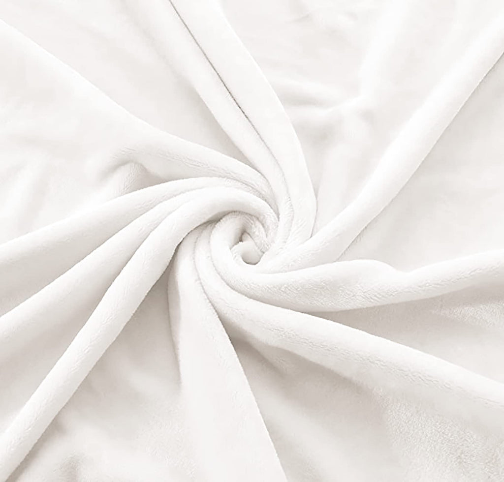Exclusivo Mezcla Extra Large Fleece Throw Blanket For Couch, Sofa, 300Gsm Super Soft And Warm Blankets, Pure White Throw All Sea