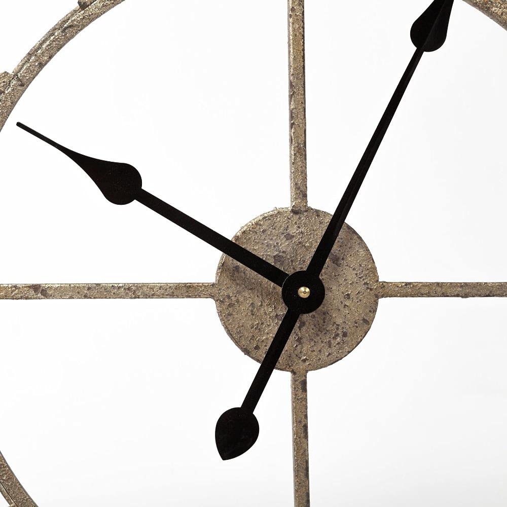 HomeRoots Wood 25' Round Large BrownFarmhouse Style Wall Clock