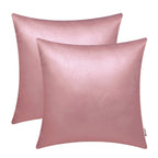 Brawarm Faux Leather Throw Pillow Covers 16 X 16 Inches - Rose Gold Leather Pilow Covers Pack Of 2, Solid Dyed Leather Pillowcas