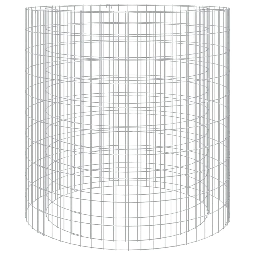 vidaXL Round Gabion Fire Pit | Outdoor Garden/Patio Heating | Galvanized Iron | 39.4 Diameter - Ideal for Grilling & Plant Growt