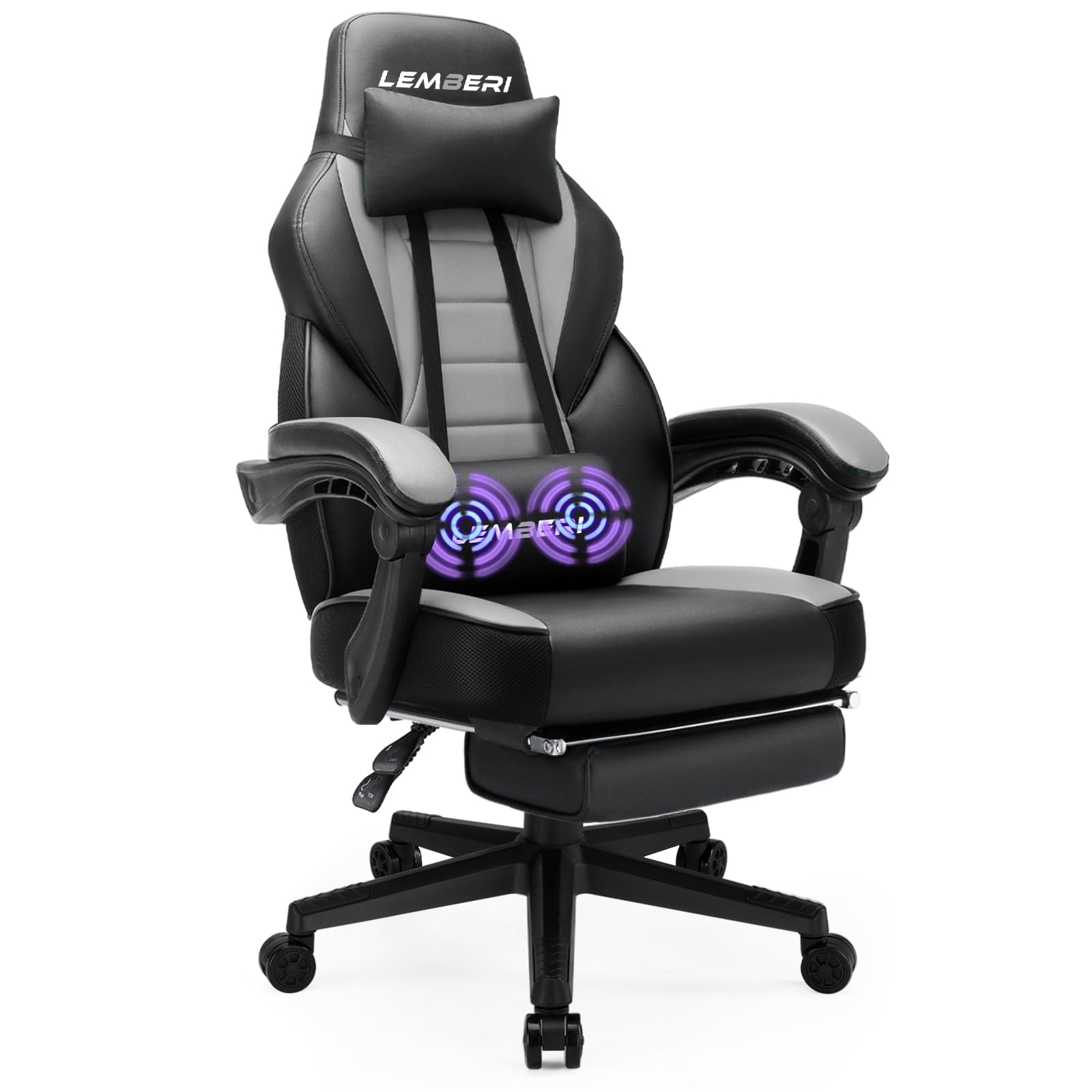Lemberi Gaming Chairs With Footrest,Ergonomic Video Game Chairs For Adults,Big And Tall Chair 400Lb Weight Capacity, Racing Style Computer Gamer Chair With Headrest And Lumbar Support