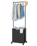Sakugi Laundry Clothes Rack with Basket & Wheels, 16.6x12.6x68.9, Black