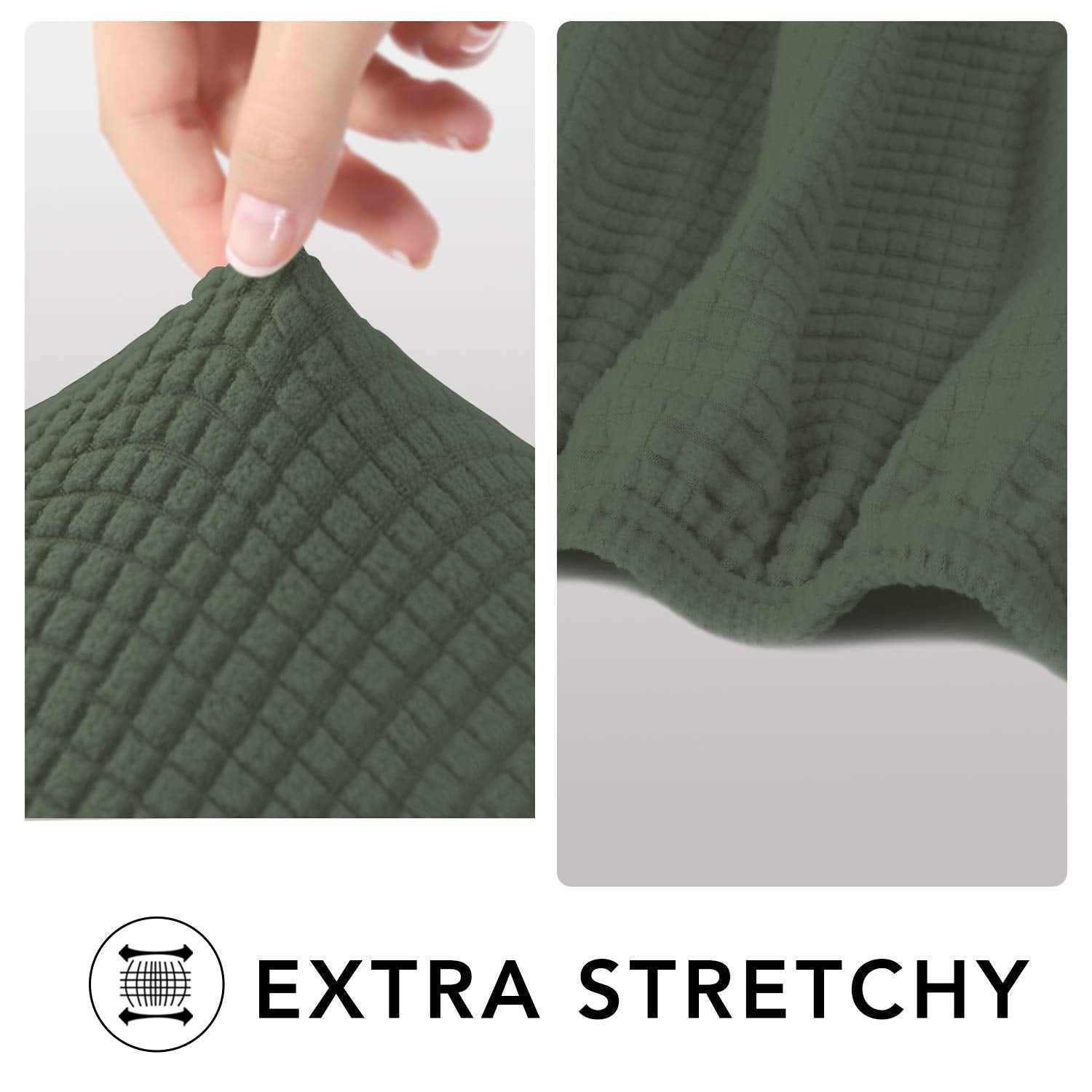 Purefit Stretch Loveseat Sofa Slipcover – Spandex Jacquard Non Slip Soft Couch Sofa Cover, Washable Furniture Protector With Non Skid Foam And Elastic Bottom For Kids (Loveseat, Greyish Green)