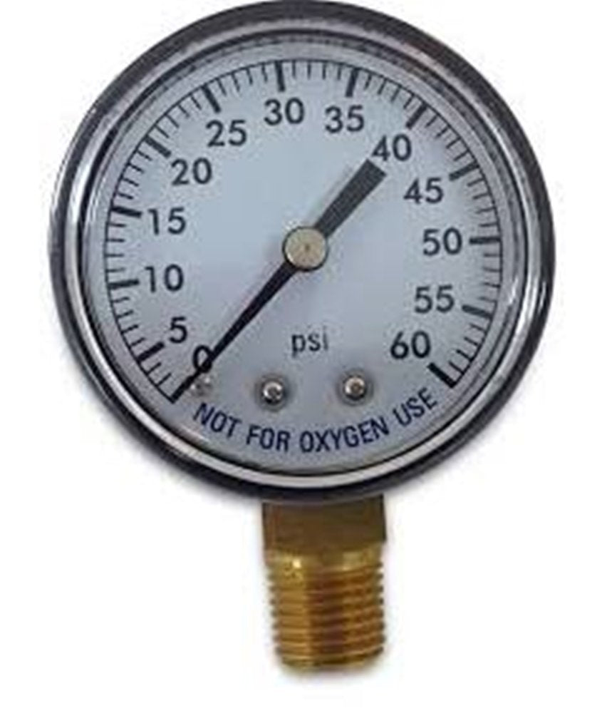 Super Pro 80960Bu Pool Spa Filter Water Pressure Gauge, 0-60 Psi, Bottom Mount, 1/4-Inch Pipe Thread