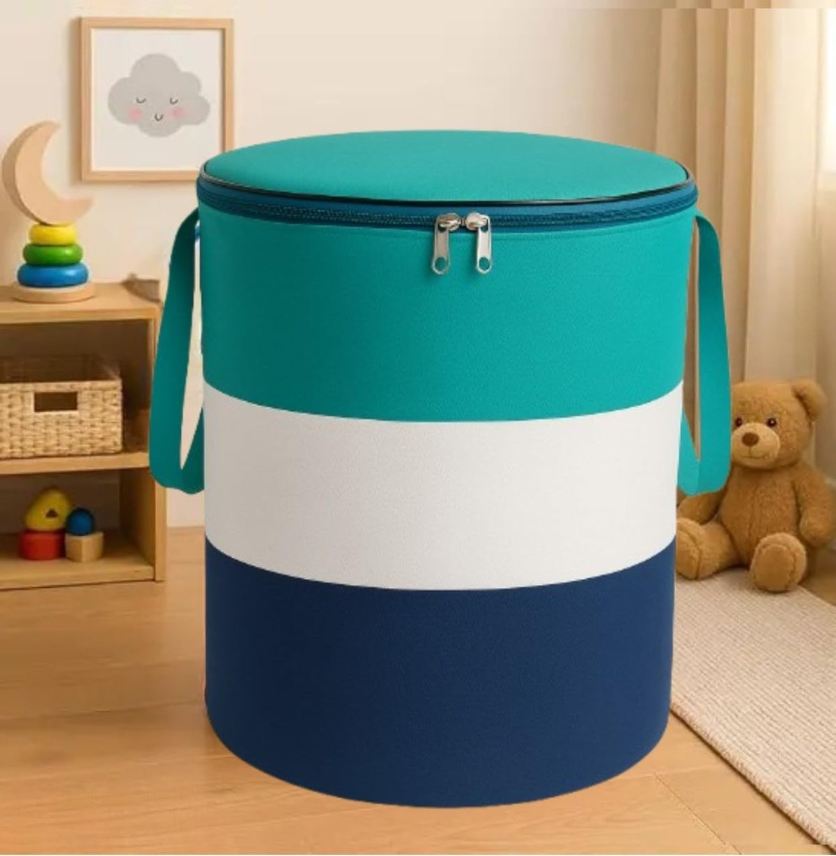 Raj Bag Cloth Laundry Basket Non Woven Waterproof Foldable with Handle (C Green)
