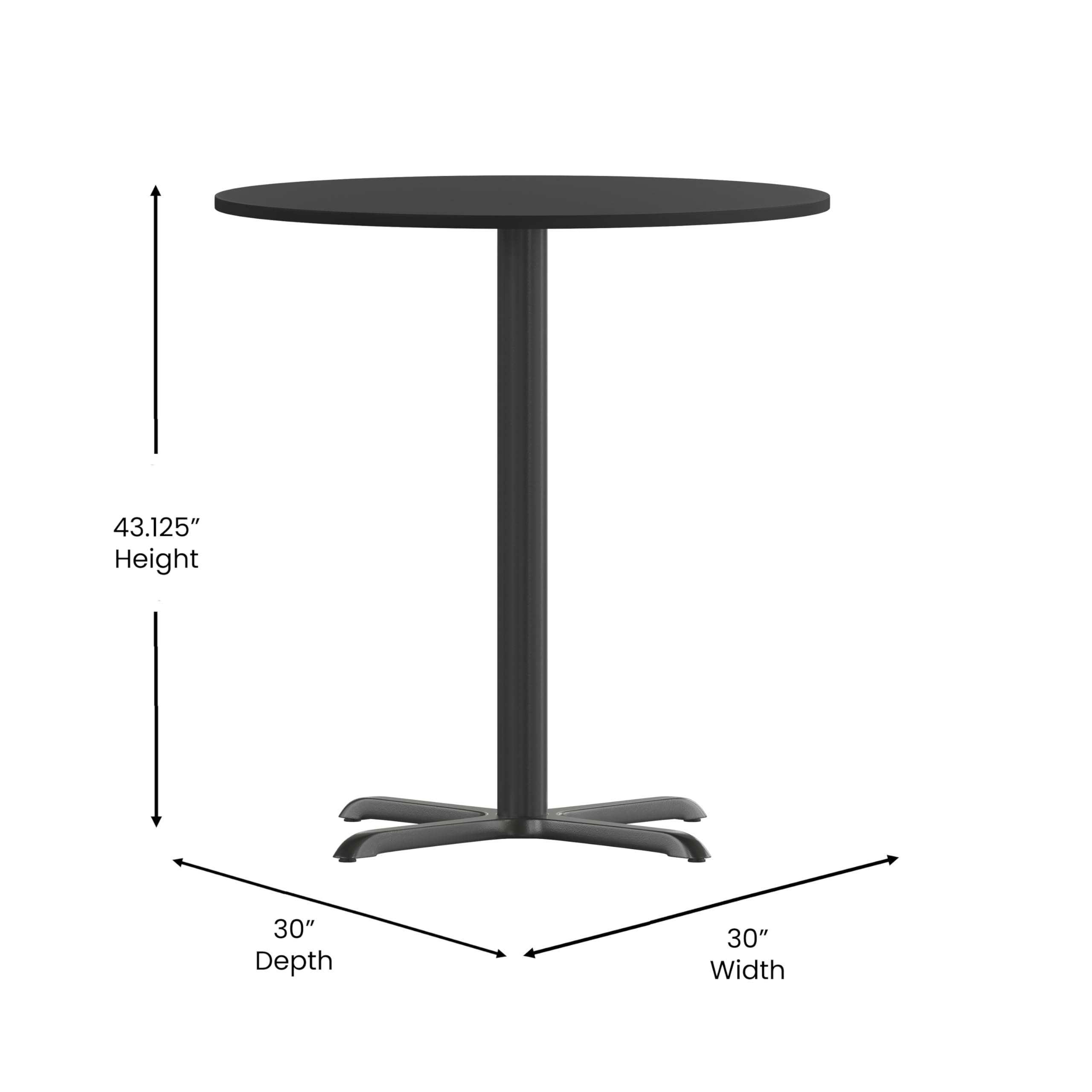 Flash Furniture 30'' Round Black Laminate Table Top With 22'' X 22'' Bar Height Table Base