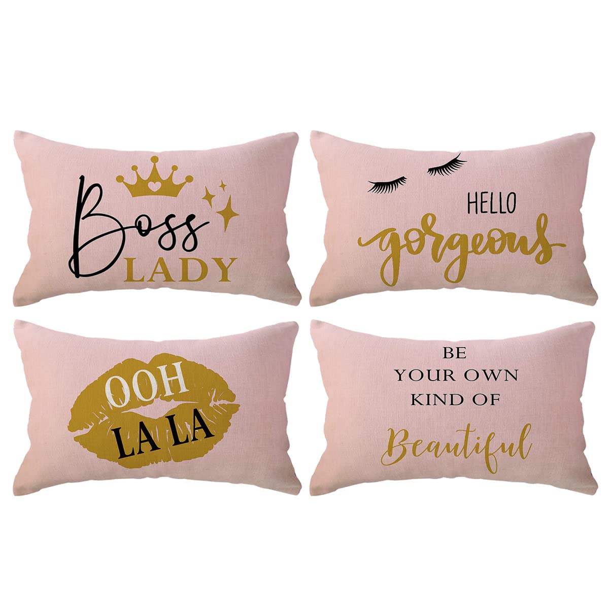 Ulove Love Yourself 4Pack Boss Lady Decorative Lumbar Throw Pillow Covers With Boss Lady Quote Pink Cushion Covers 1220 For Sofa