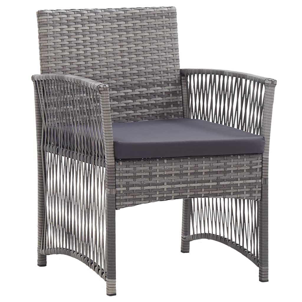 vidaXL Set of 2 Patio Armchairs with Padded Seats - Anthracite Poly Rattan - Outdoor Garden Furniture with Washable Cushion Covers - Requires Assembly
