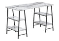 Monarch Specialties I 7527 Computer Desk, Home Office, Laptop, Storage Shelves, 48 L, Work, Metal, Laminate, White Marble Look, 