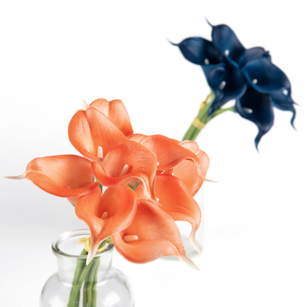 Duhouse 20Pcs Artificial Calla Lily Flower Real Touch Latex Flowers For Diy Wedding Bouquet Party Home Decor (Coral)
