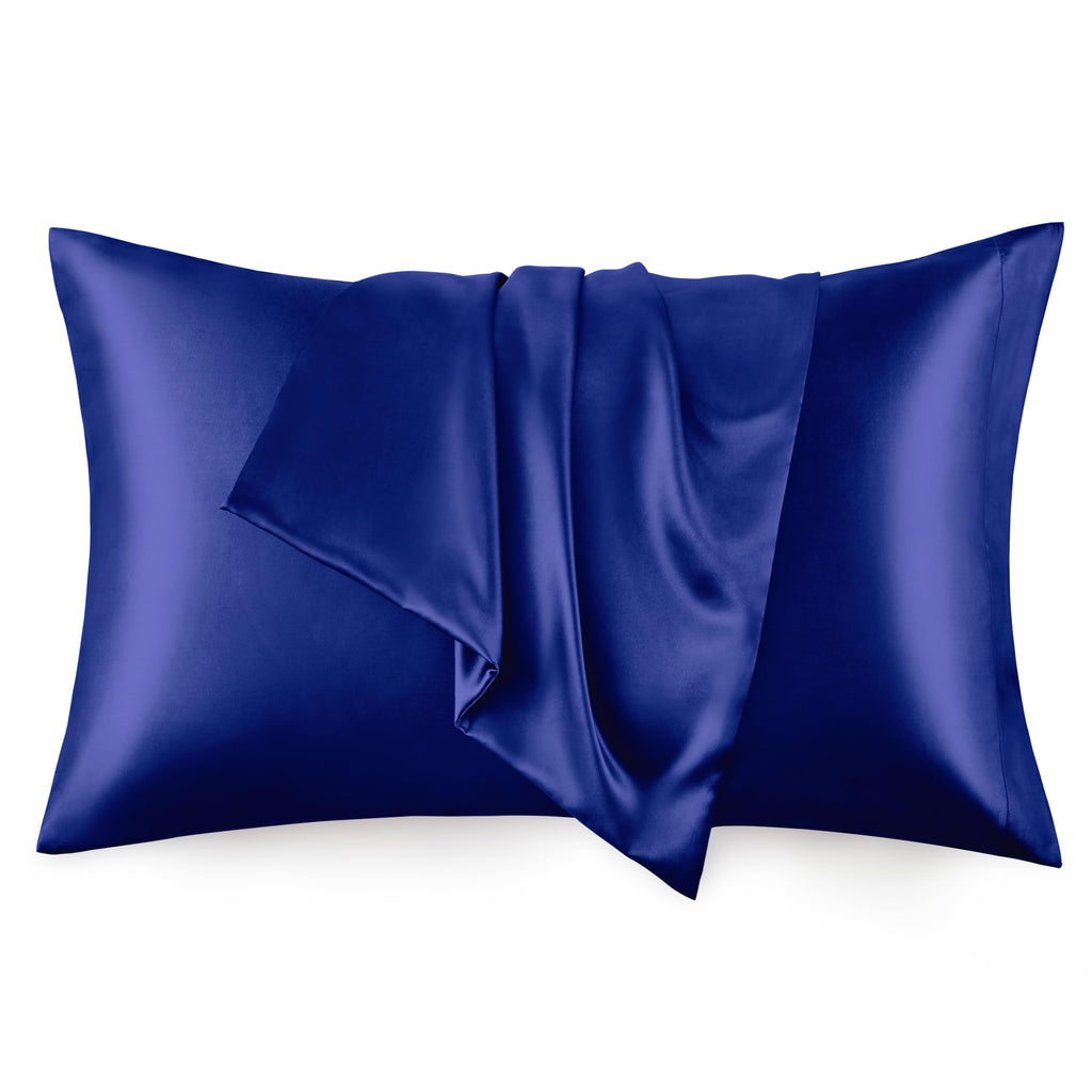 Love'S Cabin Silk Satin Pillowcase For Hair And Skin (Navy Blue, 20X30 Inches) Slip Pillow Cases Queen Size Set Of 2 - Satin Coo