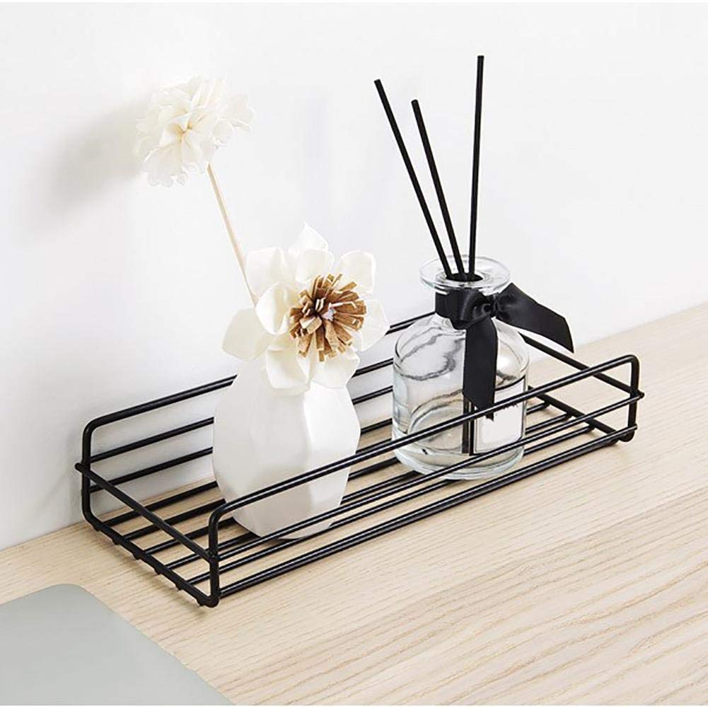 GION Simple Design Metal Iron Single Bathroom Storage Basket // Self Adhesive Wall Mounted Shampoo Shower Gel Container (1Pcs) (