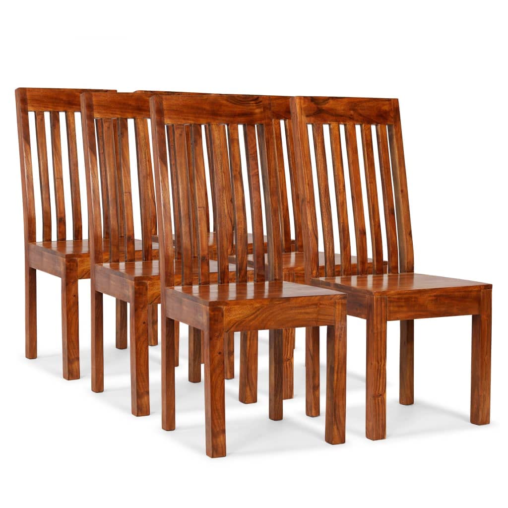 vidaXL Dining Chairs Set of 6 - Solid Acacia Wood with Sheesham Finish - Elegant Design - Easy Assembly - Handmade Unique Furniture