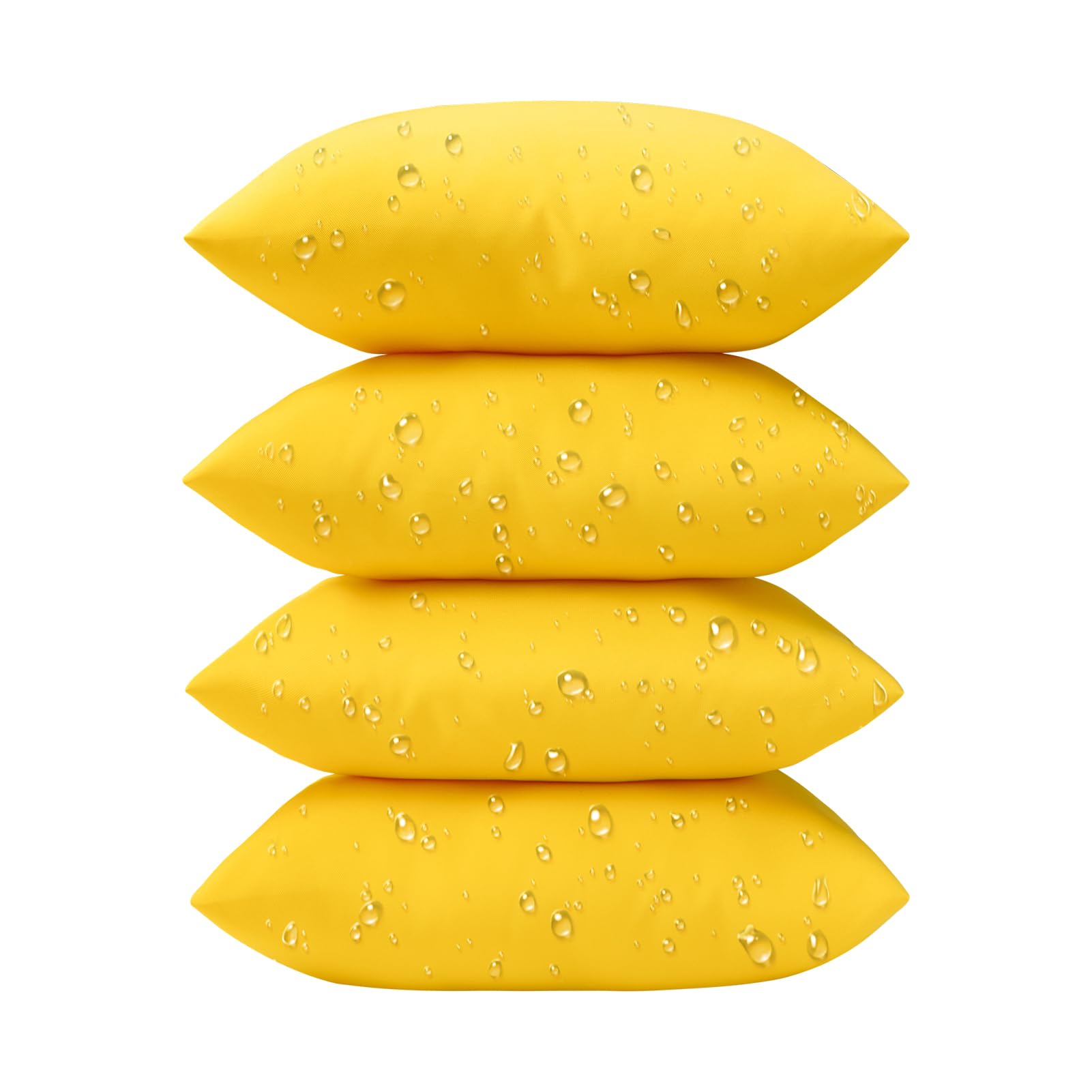 Phantoscope Pack Of 4 Premium Dual Usage Outdoor Pillow Inserts, Waterproof Throw Pillows No Cover Needed, Colorful Decorative Couch Sham Cushion Stuffer Patio Couch Tent, Yellow 18 X 18 Inches
