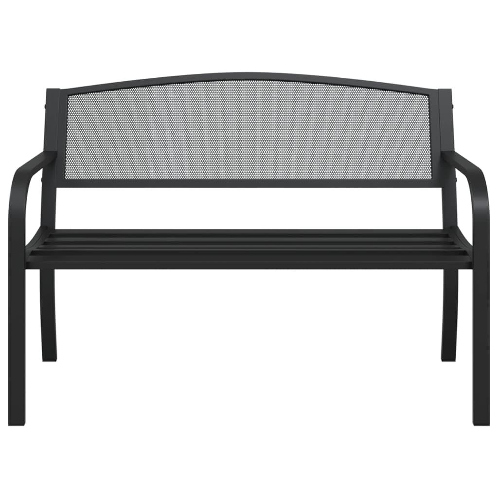 vidaXL Black Steel Outdoor Garden Bench