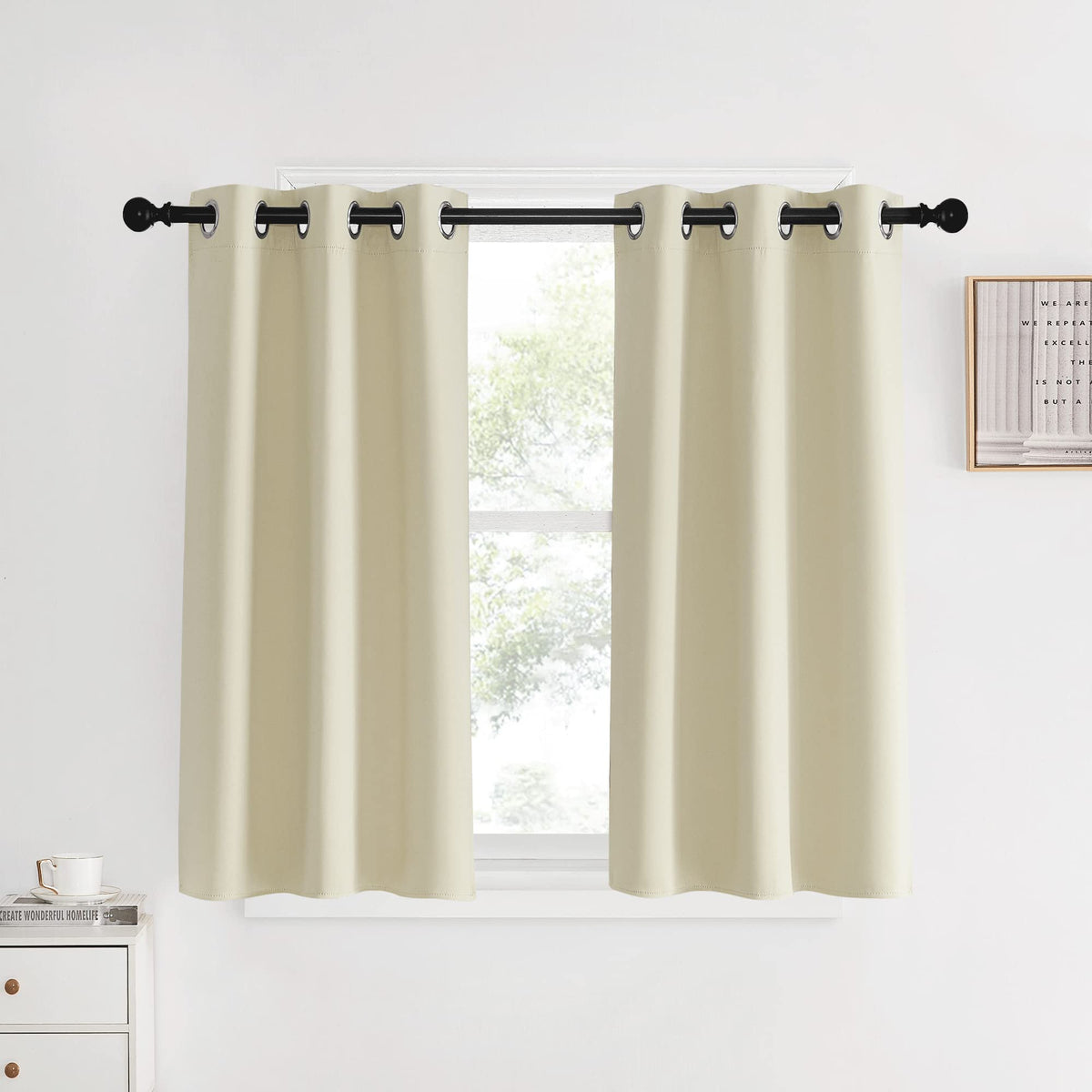 Nicetown Blackout Beige Curtains And Drapes, Beigs, Set Of 2, W34 X L40, Window Treatment Thermal Insulated Solid Grommet Blacko