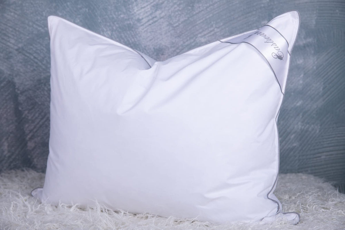 Eastwarmth Goose Feathers Down Pillows For Sleeping, Hotel Collection Bed Pillow With Grey Piping Queen Size (20X30In) 1 Pack