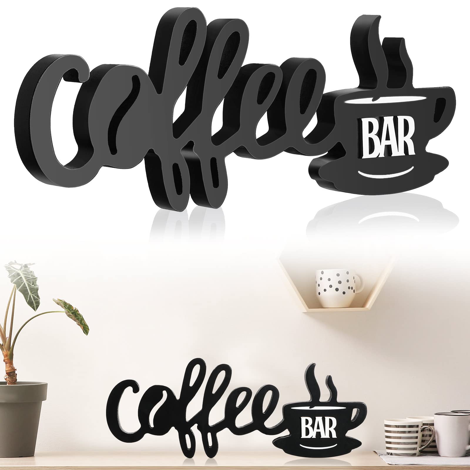 Yulejo Coffee Bar Sign Wooden Block Farmhouse Coffee Bar Decor Rustic Coffee Bar Decor for Coffee Bar Wooden Coffee Decor for Co