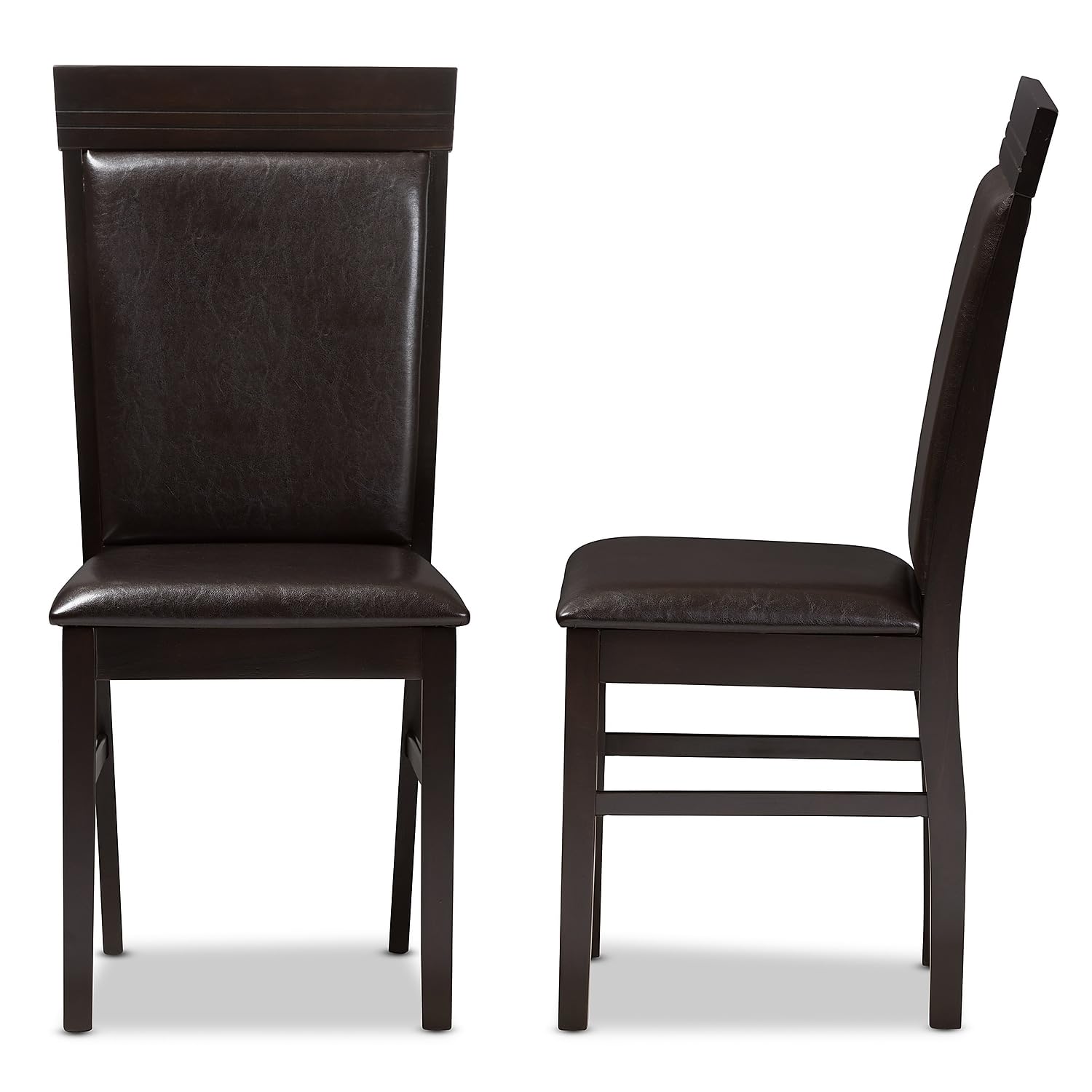 Baxton Studio Thea Contemporary Faux Leather Dining Chair, Dark Brown, 2/Set (142-2PC-8031-HT)