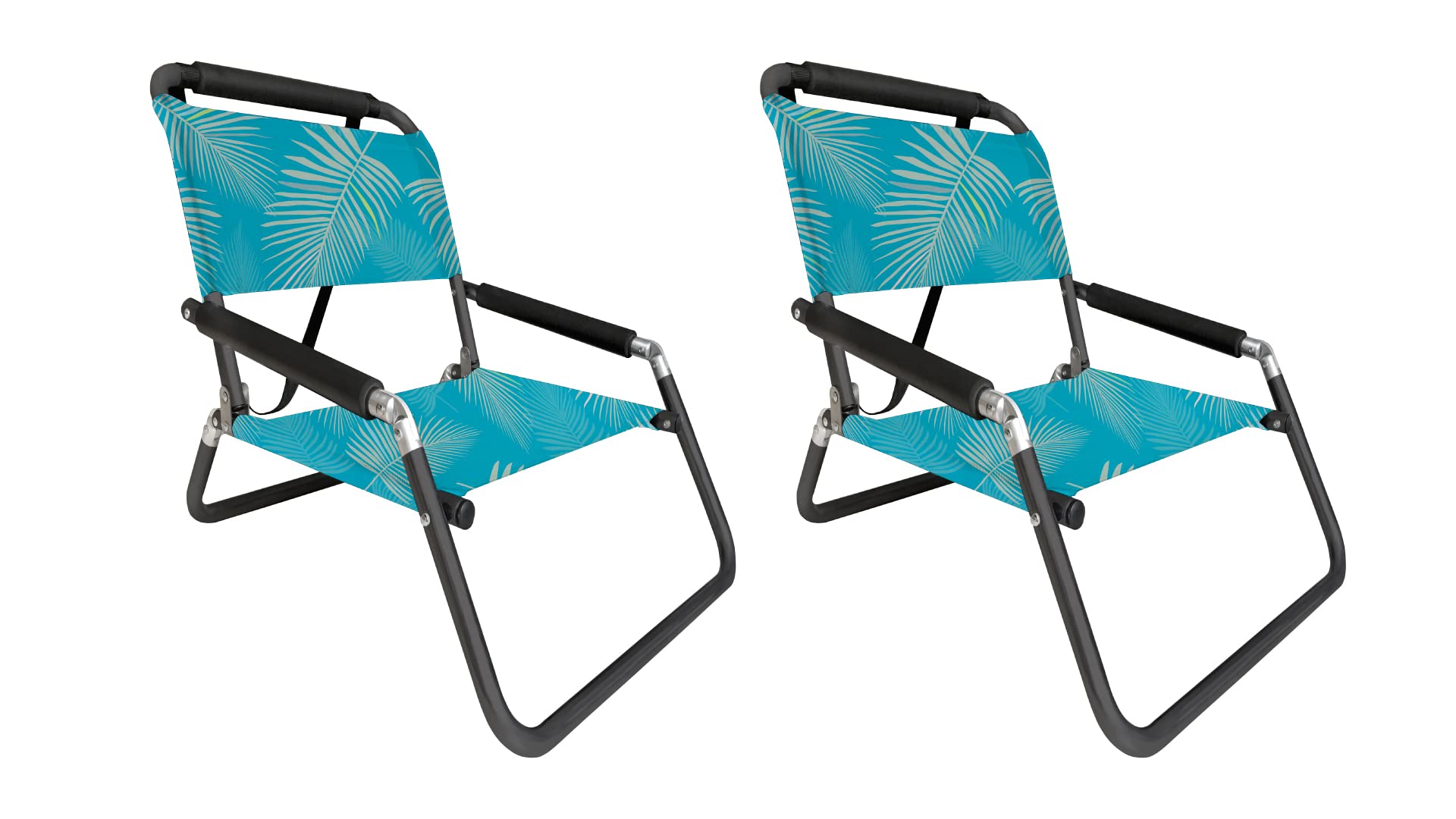 Neso Beach Chairs 2 Pack | Water Resistant With Shoulder Strap And Slip Pocket | Folds Thin (Aqua Fronds, Xl)