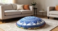Devanshi Art Creations Cotton 68Tc Cushion Cover, 22 Inches, White And Blue