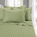Elegant Comfort Super Silky Soft - 1500 Thread Count Egyptian Quality Luxurious Wrinkle, Fade, Stain Resistant 4-Piece Stripe Be