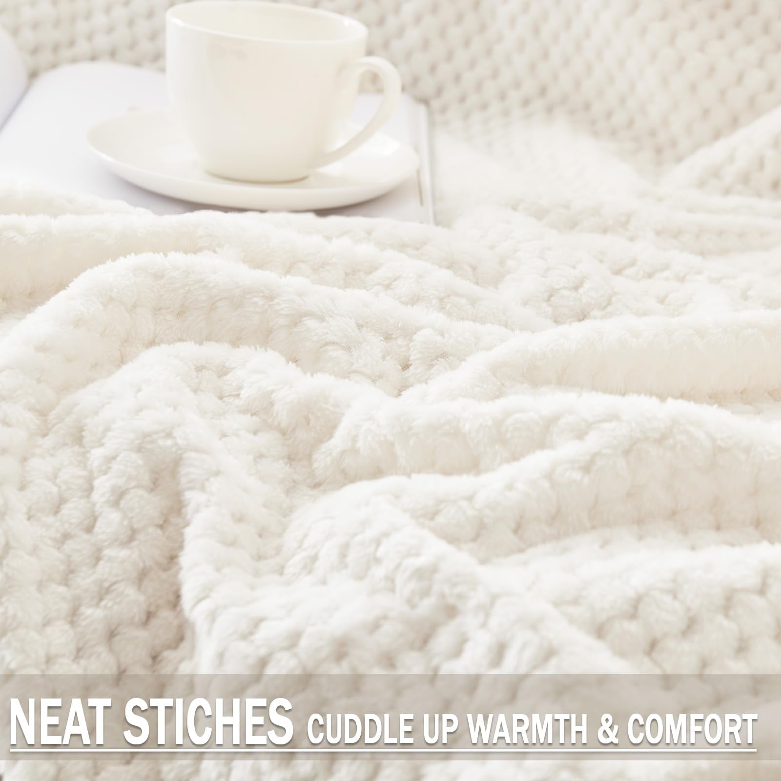 Exclusivo Mezcla Fleece Bed Blanket Queen Size, Super Soft And Warm Blankets For Couch, Sofa And Bed Waffle Textured, Cozy, Fuzz