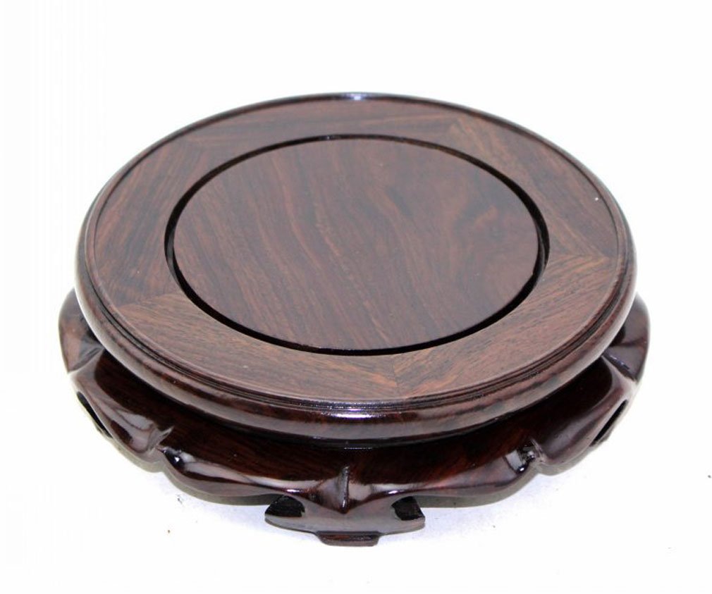 GOLDY&WENDY Rosewood Circular Pedestal Display Stand (4.4 Inside Diameter, 1 Pack)
