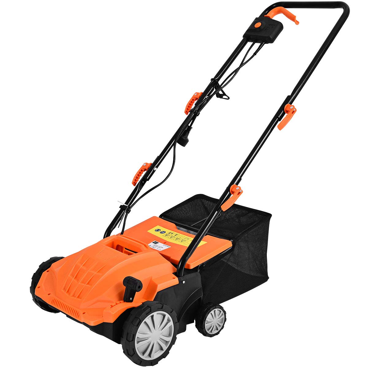 Goplus 2-In-1 Lawn Dethatcher And Scarifier, 3 Level Depth Adjustable Weeder W/ 11 Gallon Collection Bag & 2 Removable Blades, 1