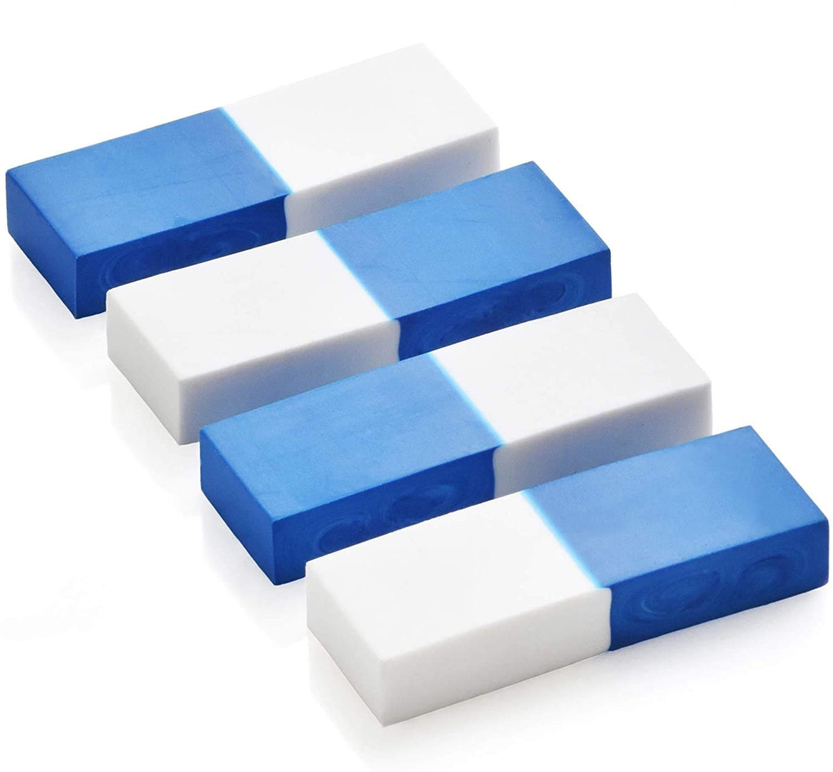Emraw Two-Tone White & Blue Vinyl Soft Pencil Mark Eraser Rubber For School, Office, Home (8-Pack)