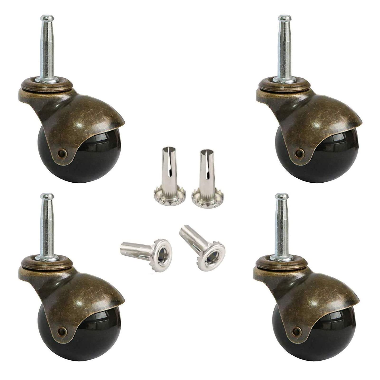 Furniture Ball Caster Wheels, Vintage Furniture Replacement Castors For Chair, Leaf Table, Tea Trolley,Load Capacity 30Kg Each F