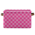 Emelivor Pink Checkered Storage Basket Bins Foldable Laundry Hamper Storage Bins Box Organizer for Pet Books Clothes Makeup Nurs