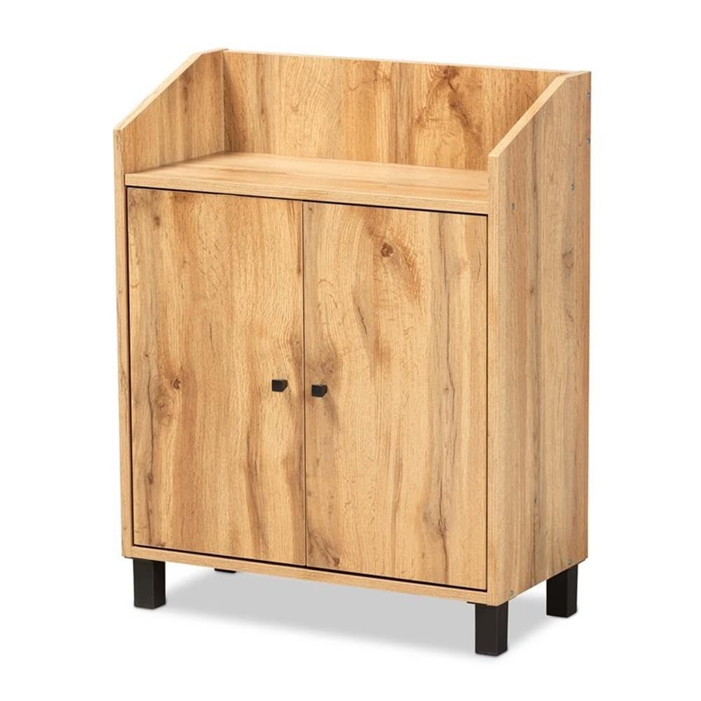 Baxton Studio Shoe Cabinet with Oak and Black ATSC1614-Wotan Oak-Shoe Cabinet