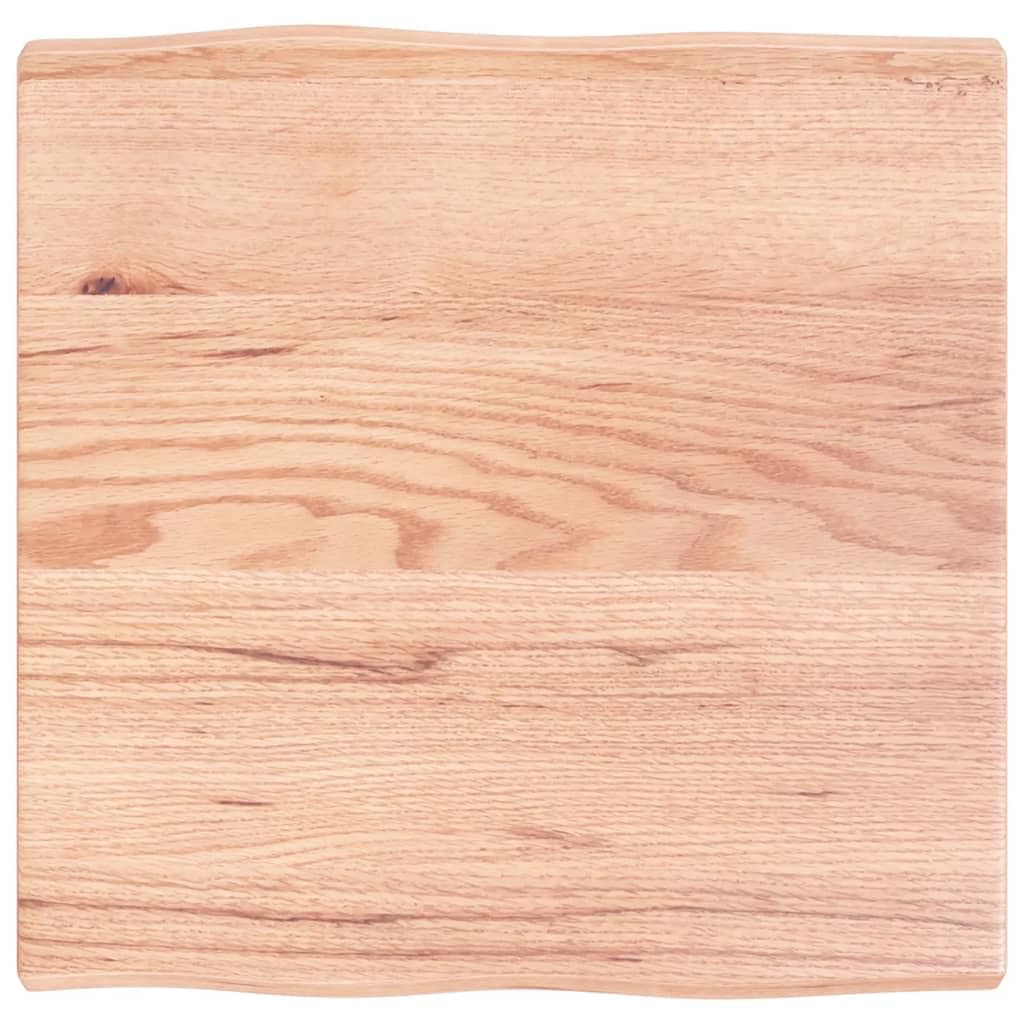 vidaXL Light Brown Solid Oak Wood Table Top, 23.6&quot;x23.6&quot;x1.6&quot;, Live Edge Design, Varnished Surface, for Home and Office Use