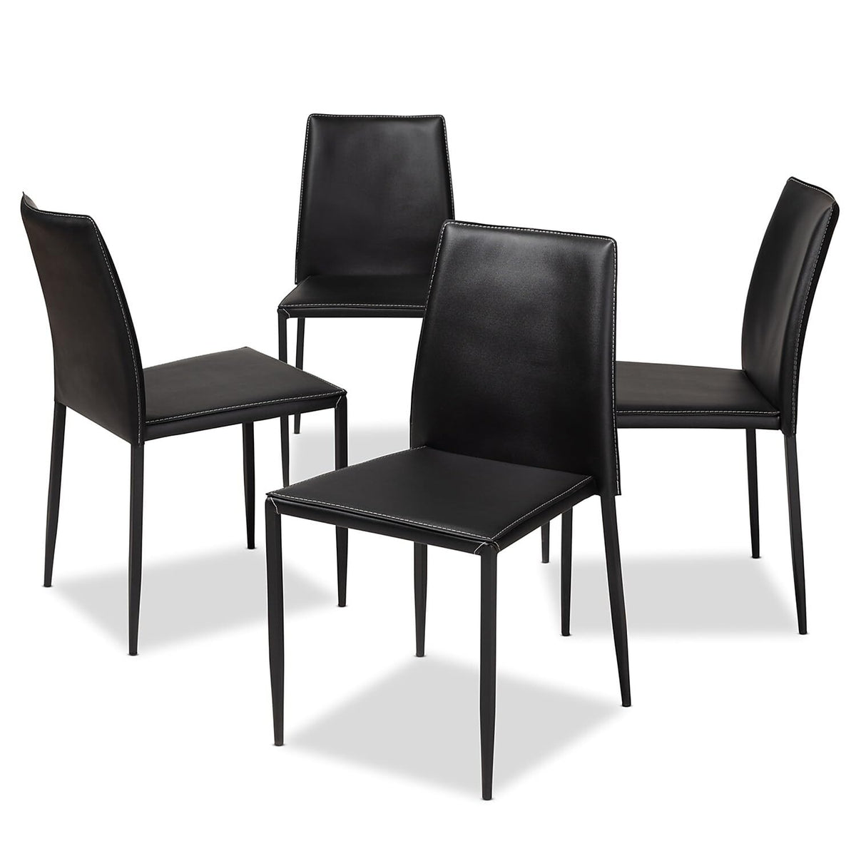 Baxton Studio Pascha Modern and Contemporary Black Faux Leather Upholstered Dining Chair