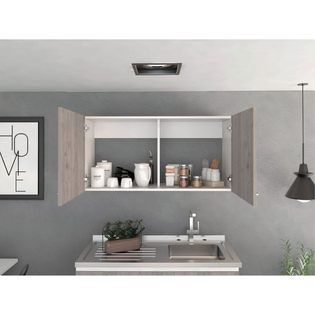 Depot E-Shop Alder Wall Cabinet, Two-Door Cabinet, Internal Shelf-Light Grey, for Kitchen