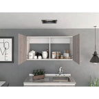 Depot E-Shop Alder Wall Cabinet, Two-Door Cabinet, Internal Shelf-Light Grey, for Kitchen
