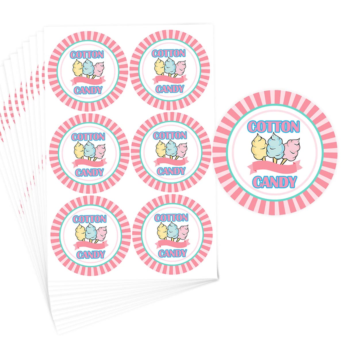 Youok Cotton Candy Restaurant Food Stickers,2Inch Package Stickers Adhere To Candy Package Freshness Labels For Cotton Candy Pac