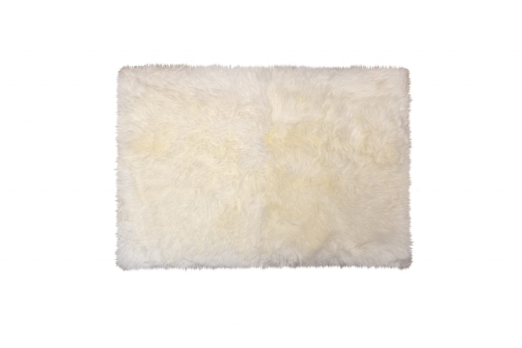 HomeRoots New Zealand Sheepskin, Microsuede 2' x 5' Natural Rectangular Sheepskin Area Rug