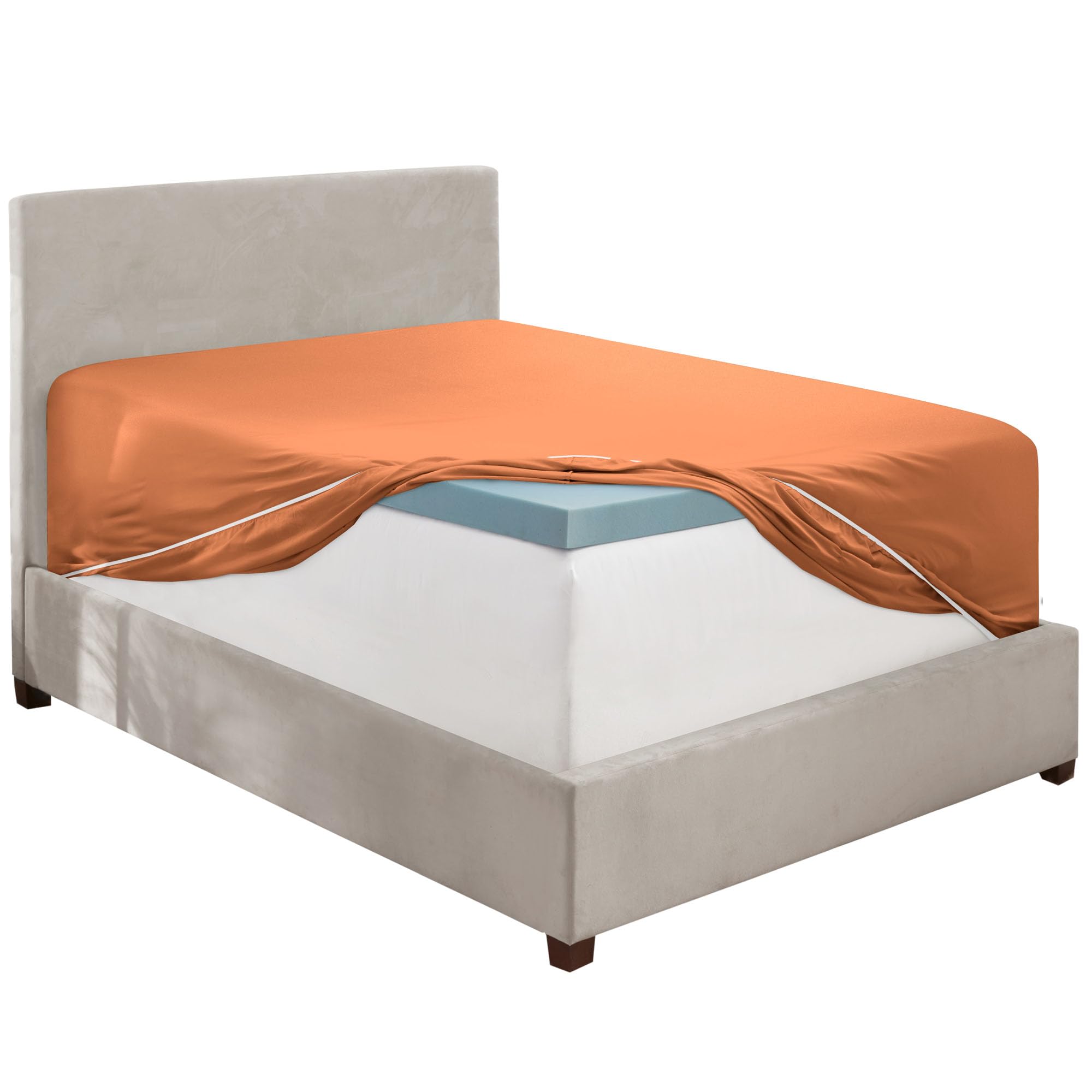 Hearth & Harbor Rust California King Fitted Sheet, Extra Deep Pocket Cal King Fitted Sheet Only, 1800 Microfiber Fitted Bed Sheet, Ultra Soft Fitted Sheet California King Fits Up To 24 Inch Mattress