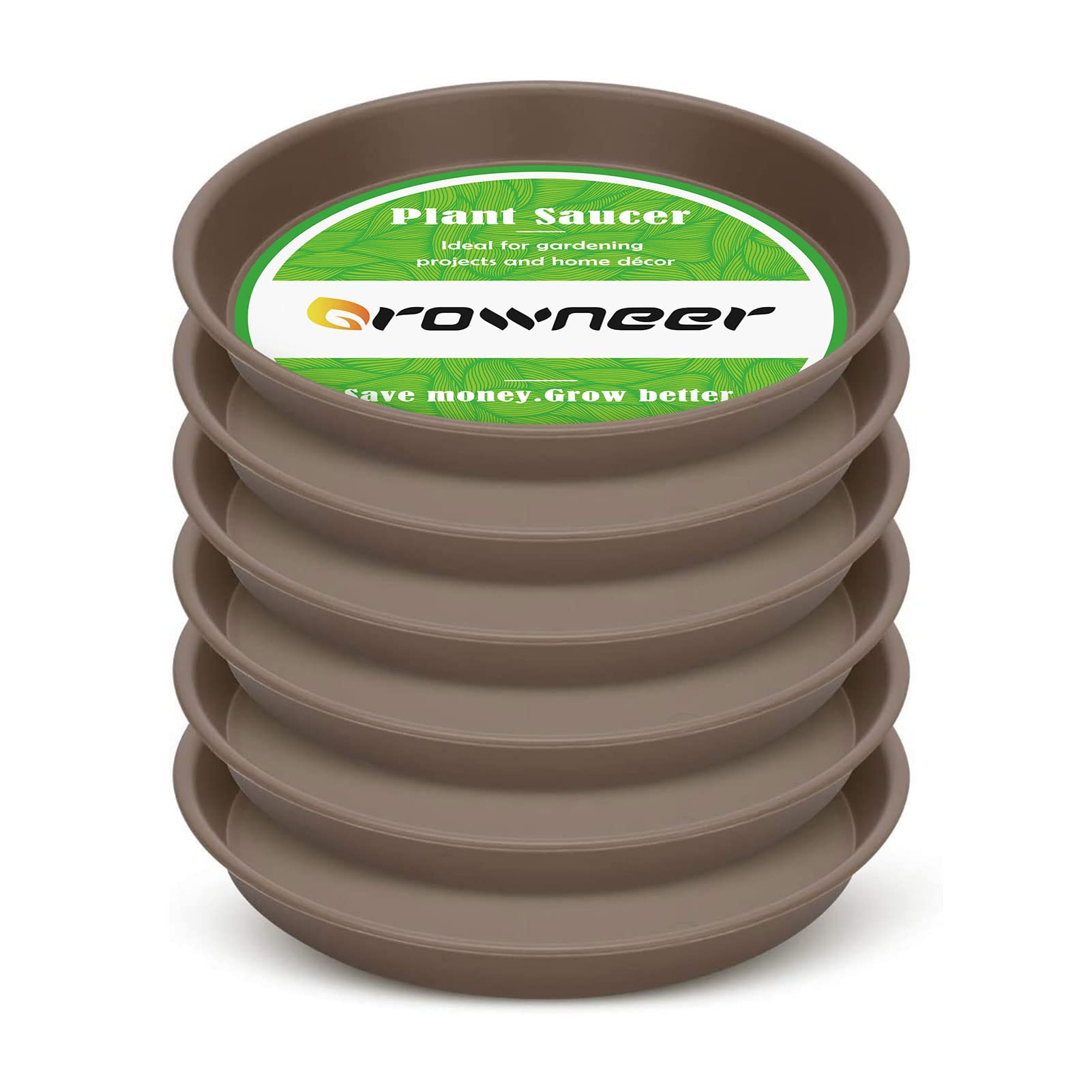 Growneer 6 Packs 8 Inches Plant Saucer Drip Trays, Suit For Pots Less Than 6.9 Inches Bottom Diameter, Round Plastic Plant Pot S