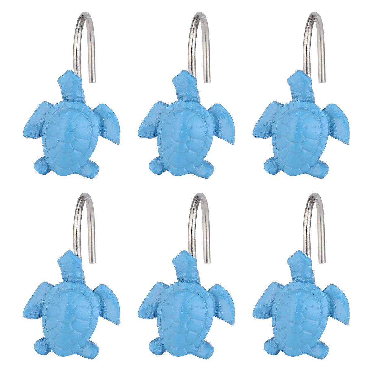 Wehome Blue Sea Turtle Style Shower Curtain Rings Set of 12 Blue Sea Turtle Shower Curtain Hooks Pack of 12