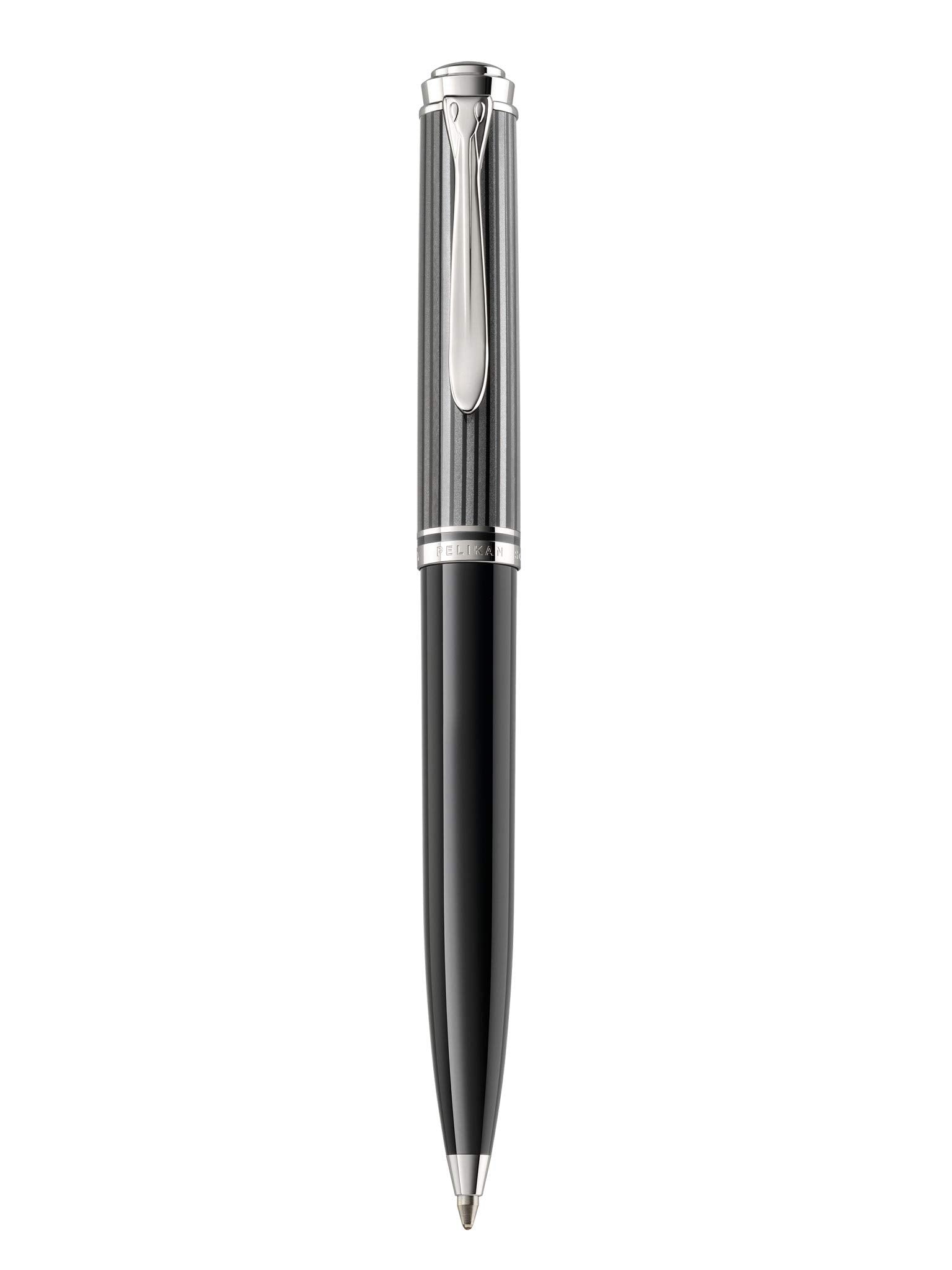 Pelikan Souvern K605 Stresemann Anthracite Stripes Ballpoint Pen, Black, 1 Each
