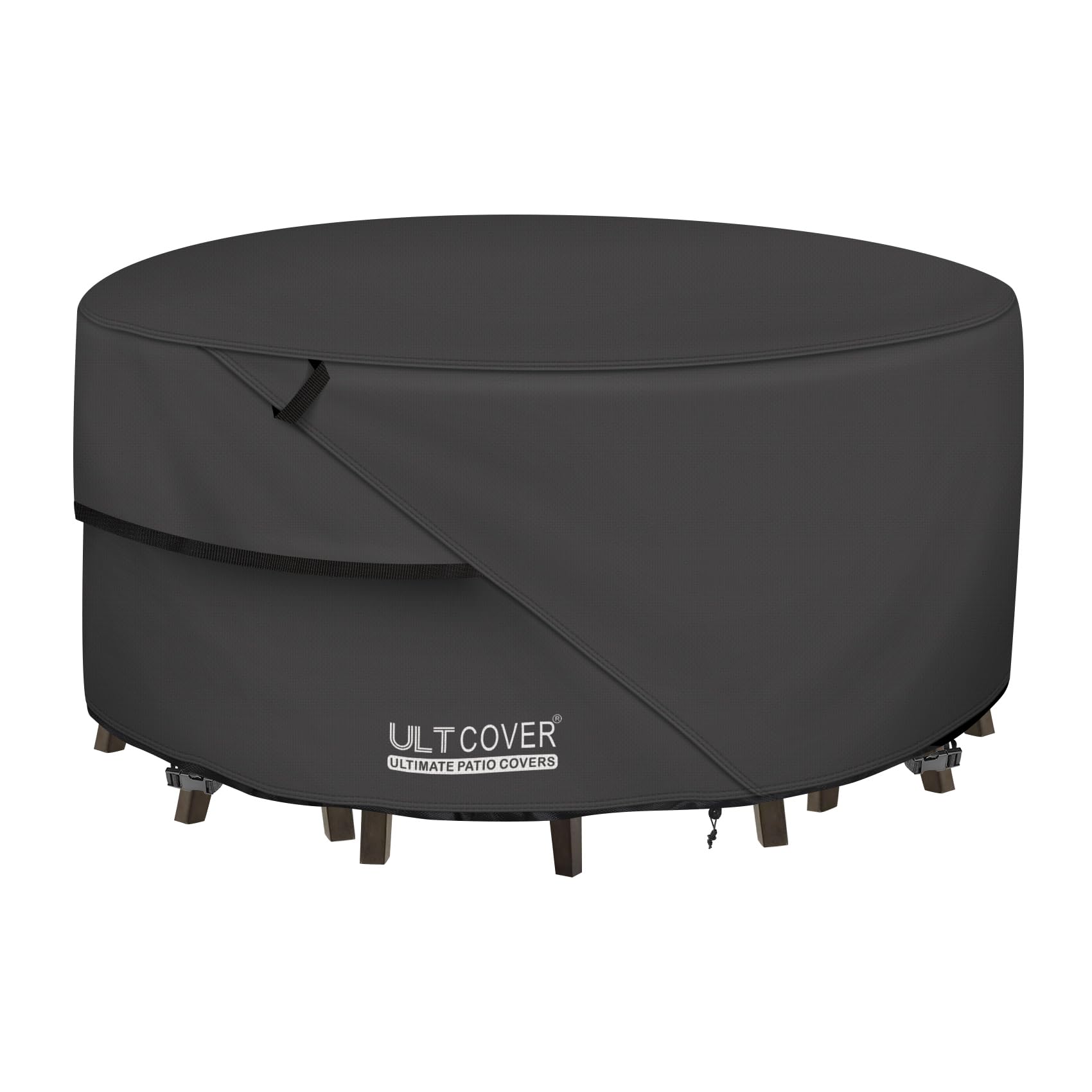 Ultcover Round Patio Furniture Cover - Outdoor Waterproof Table With Chair Set Cover 48 Inch, Black