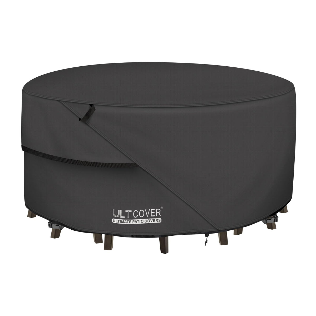 Ultcover Round Patio Furniture Cover - Outdoor Waterproof Table With Chair Set Cover 76 Inch, Black