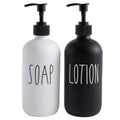 MOMEEMO Soap Dispenser Bathroom Set, Contains Soap Dispenser and Lotion Dispenser. Glass Soap Dispenser Suitable for Farmhouse B