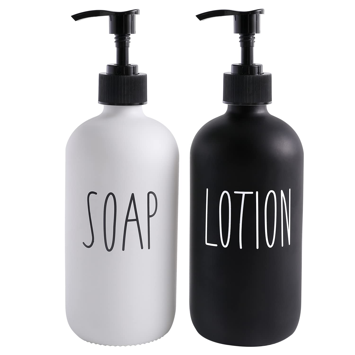 MOMEEMO Soap Dispenser Bathroom Set, Contains Soap Dispenser and Lotion Dispenser. Glass Soap Dispenser Suitable for Farmhouse B